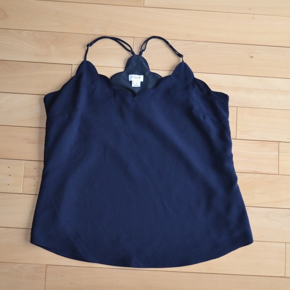 J Crew Sleeveless Blouse Black Size 10 Scalloped
